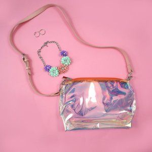 Accessories Pink Holographic Purse Floral Necklace
